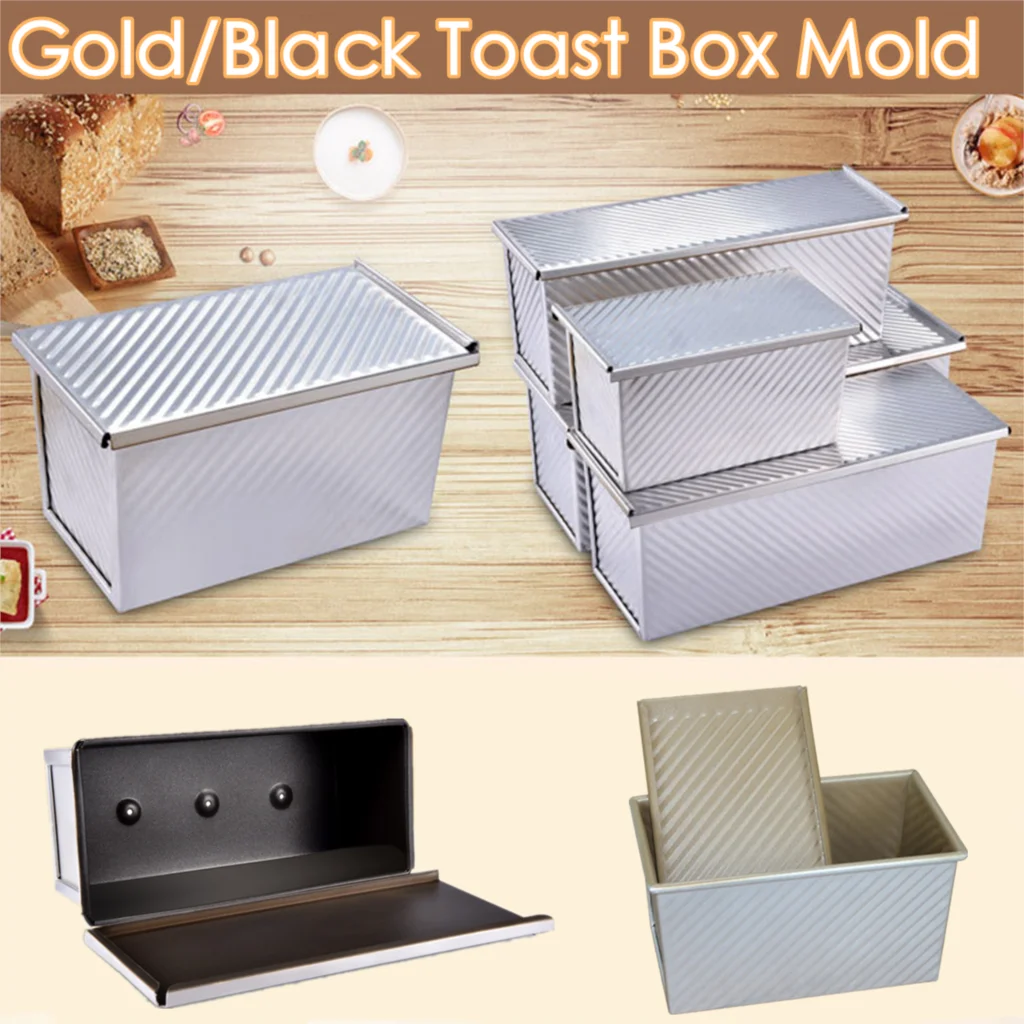 Toast Box Mold Rectangular Loaf Pan Carbon Steel Non-stick Bellows with Cover Bread Eco-Friendly Baking Tools for Cakes |