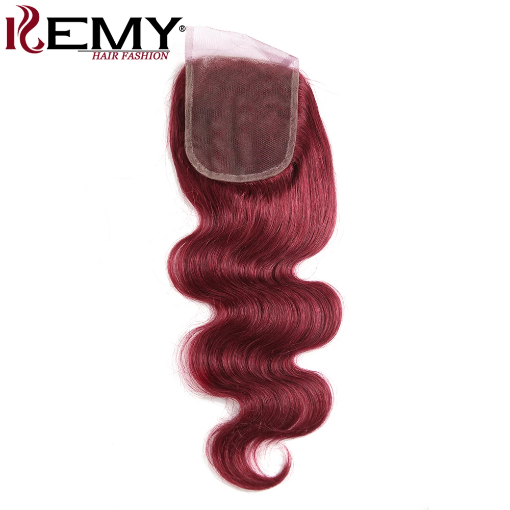 99J/темно-Красного цвета волосы волнистые человеческие волосы пряди с закрытием Кеми 3 pcs бразильские волосы переплетения пряди с Си
