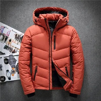 

luxury men winter jacket white duck down parka casual goose feather men's winter coat hood thick warm waterproof jackets