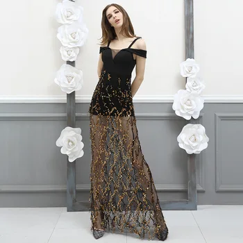 

Sexy Black Evening Dress 2019 Lace Zipper A line Party Prom Dresses Formal Occasion Annual Dresses