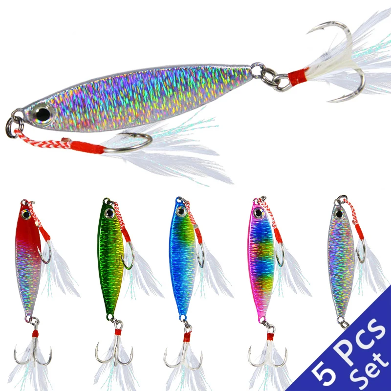 5 Pcs/lot 7g 10g 15g 20g 30g Cast Metal Baits Spinner Fishing Lures Jigs Trout Hard Tackle Fish Jigging Set Bait | Спорт и