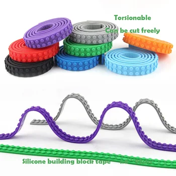 

Blocks Strip Tape Toy 2*115 Dots Silicone Tape Strip Base Plate Bendable Flexible Soft DIY Building Plastic Loops Adhesive Tape