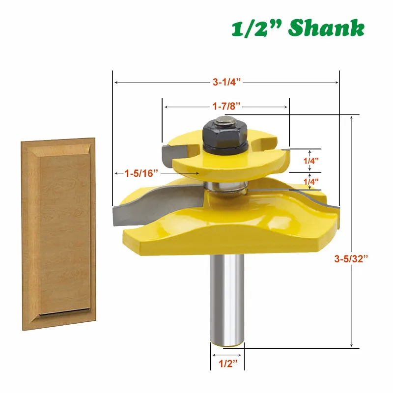 

12mm 1/2 Inch Shank Milling Cutter Woodwork Raised Panel Ogee Router Bit Backcutter Tenon Woodworking Tools Power Tool MC03084