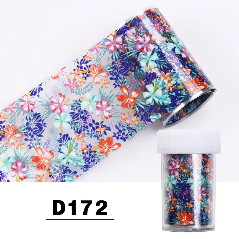 D172 Nail Foil 1 коробка 4*100 см Фольга переводная наклейка для ногтей Наклейка s цветы обертывания Маникюр Клей слайдер для украшения ногтей - Цвет: D172 Nail Foil