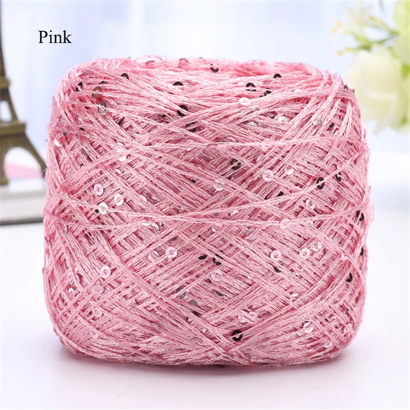 2pcs(200g) Fashion Summer Ice Silk Line Feature Sequins Line Yarn Diy Hand-knitted Wool Thread Sweater Scarft Hats Accessories - Цвет: PinkRed