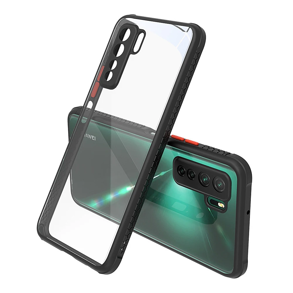 Защитный прозрачный чехол для телефона Huawei P40 Lite 5G P30 Pro + жесткий с мягкой кромкой