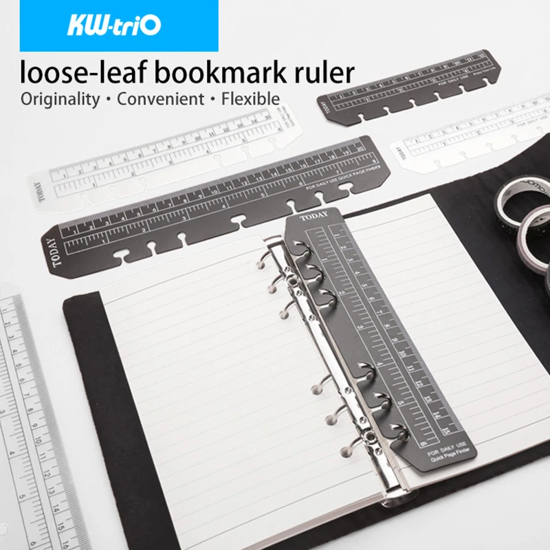 KW-triO Creative Loose Leaf Notebook Bookmark Ruler Index Ruler Separator Mark Flexible Measurement Portable A5 A6 A7 3pcs
