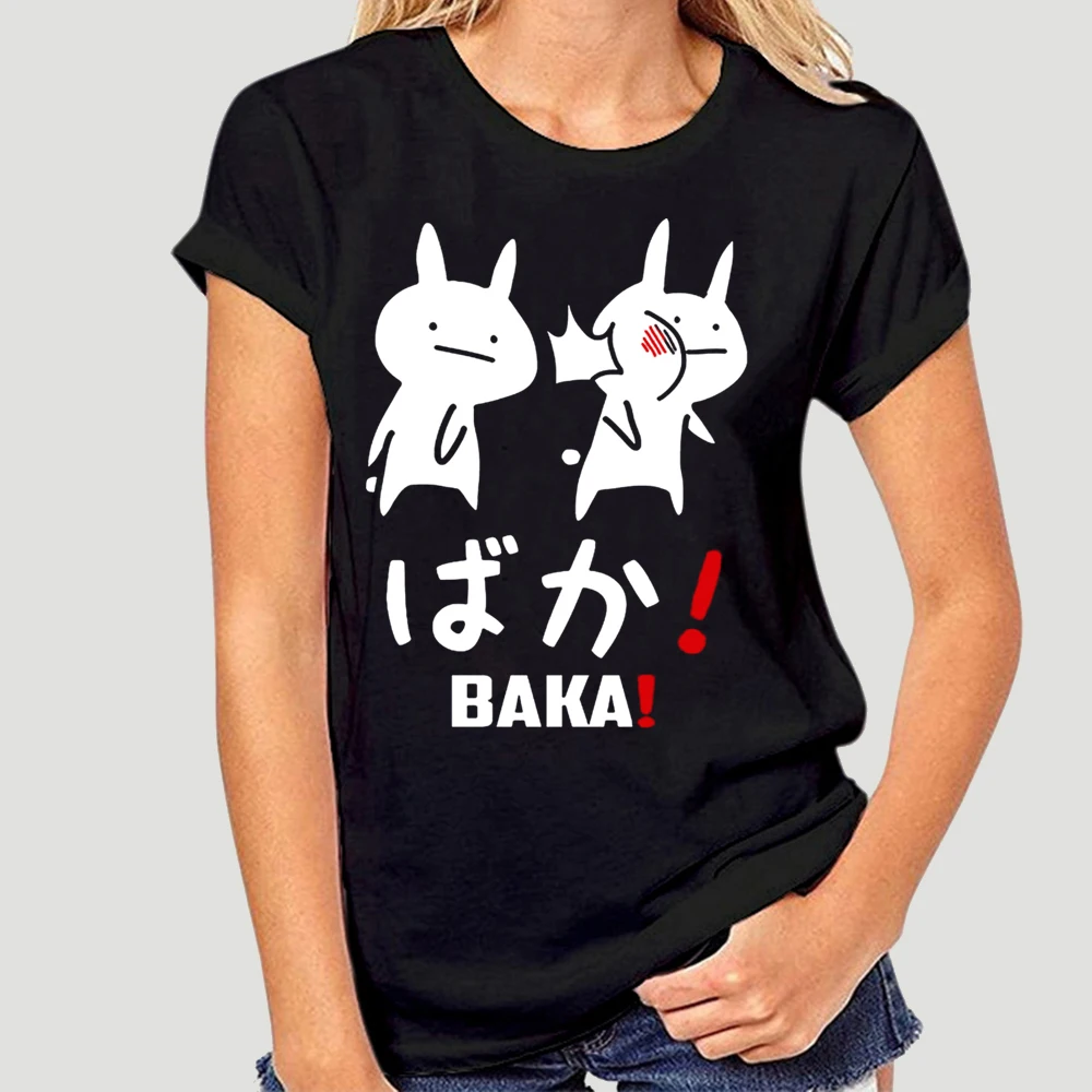 Аниме Baka Rabbit Slap Otaku японская манга слово забавная Мужская футболка Назад в