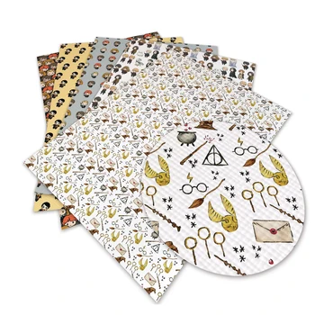 

DIY craft supplies 30 cm x 136 cm cartoon printed faux leather sheets for bows material decoration. L1706-1710