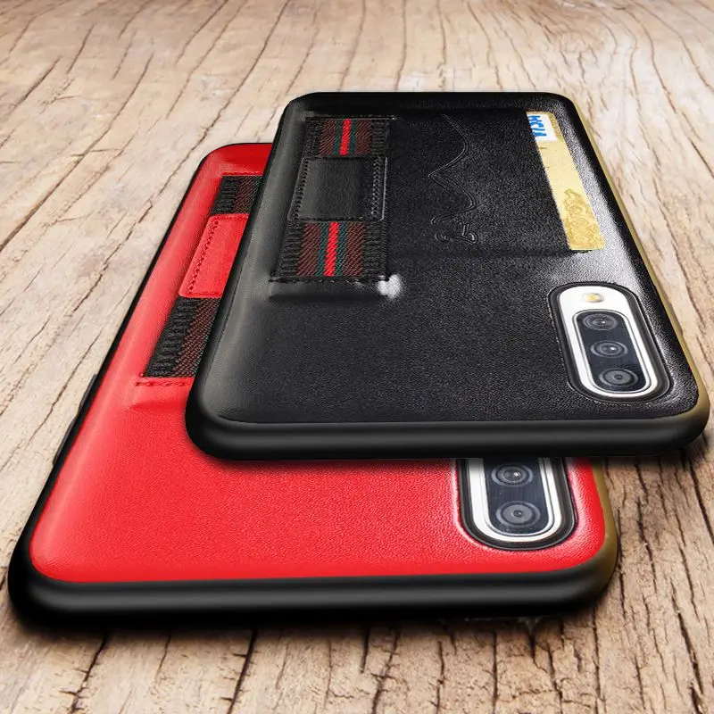 

For Samsung A50 A60 A70 Leather Silicone Case Card Slot Wrist Strap Soft Cover For GALAXY S9 S10 plus s10lite note 9 10 plus