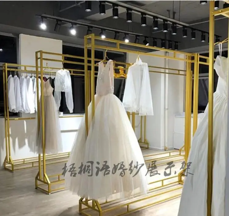 Magasin de vêtements cintre doré robe de mariée magasin présentoir tenture  murale robe présentoir mural robe de mariée présentoir - AliExpress