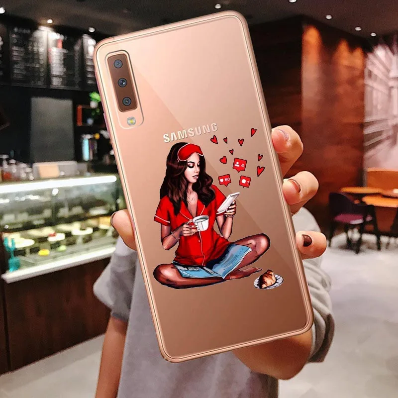 Vogue Boss девушка каштановые волосы для прозрачный силиконовый кейс для samsung Galaxy A10 A30 A50 A70 A80 A7 A750 A6 A8 плюс A9