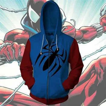 

Blue-red Spider Hooded Jacket Coat With Zipper Novelty Loose Large Size 3XL-5XL Sweatshirts Clothes For Cosplayer Sweater Hoodie
