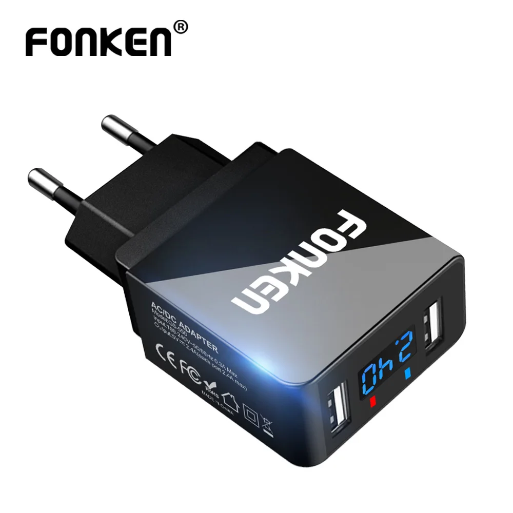 Универсальное сетевое зарядное устройство с 2 USB-портами 5 В А 4 светодиодный