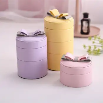 

2020 Three-layer Jewelry Box Bead Fleece Lining Anti Tangling Scratches Light Yellow Sheepskin Pattern Round Shaped Storag Rack