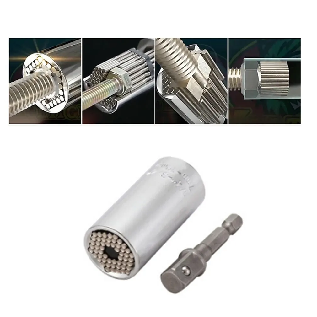 

2 Pcs/Set Magic Spanner Grip Multi Function Universal Ratchet Socket 7-19mm Power Drill Adapter Car Hand Tools Repair Kit