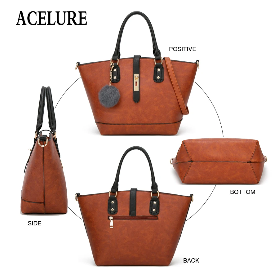 ACELURE Designer Women Handbag Female PU Leather Bags Handbags Ladies Portable Shoulder Bag Office Ladies Hobos Bag Female Totes