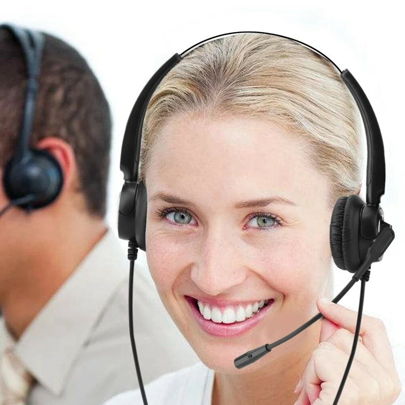 4 Pin RJ9 Call Center Office Noise Cancelling Corded Headset Headphone with Microphone