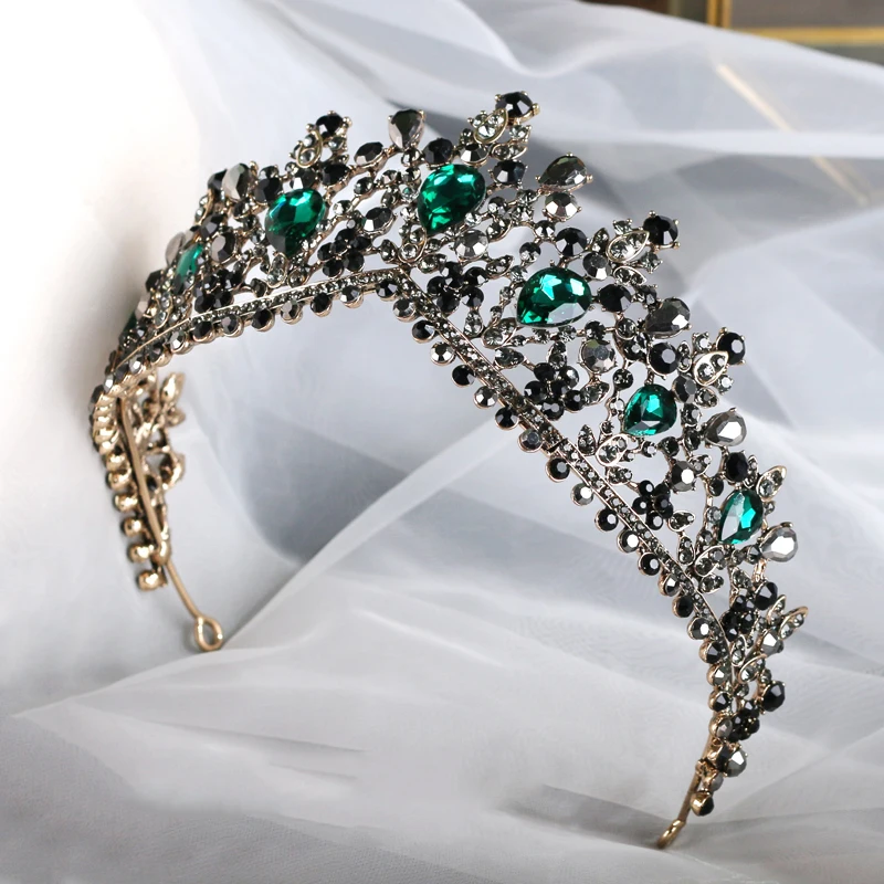 Посеребренный Amanda Novias Retro Heart Shaped Crown Party Black Wedding Dress Accessories Birthday Queen Crown Bridal Headdress Female - Окраска металла: Посеребренный