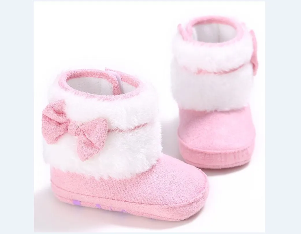 Pink Детские зимние ботинки для мальчика, зимние пинетки для малышей, детская обувь для новорожденных 0-18 месяцев - Цвет: Pink