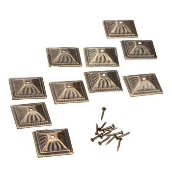 

50pcs Square Upholstery Nails 21mmx21mm Vintage Antique Bronze Iron Jewelry Case Box Sofa Door Tack Stud Pushpin Decoration