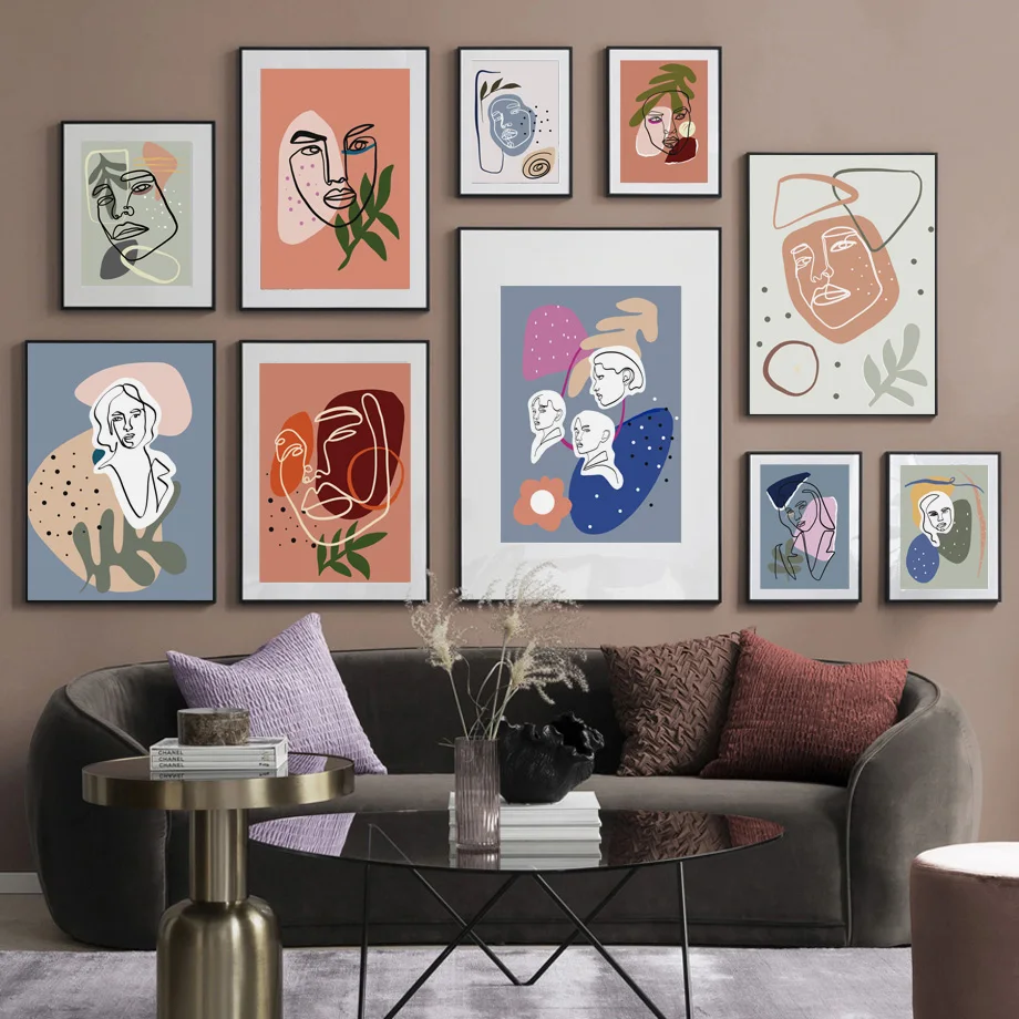

Minimalist Lady Figure Leaves Abstract Wall Art Canvas Painting Nordic Posters And Prints Wall Pictures For Living Room Decor
