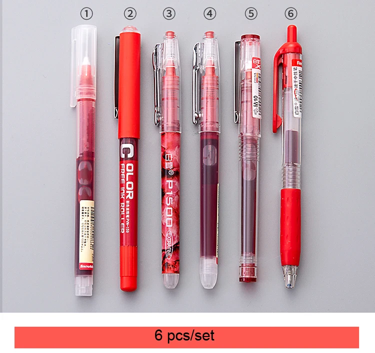 6 шт 7 шт./компл. простота цвет большой набор гелевых ручек 0,5 мм быстросохнущие прямые ручки маркера для школьных принадлежностей привлекательные офисные туфли - Цвет: 6 pcs