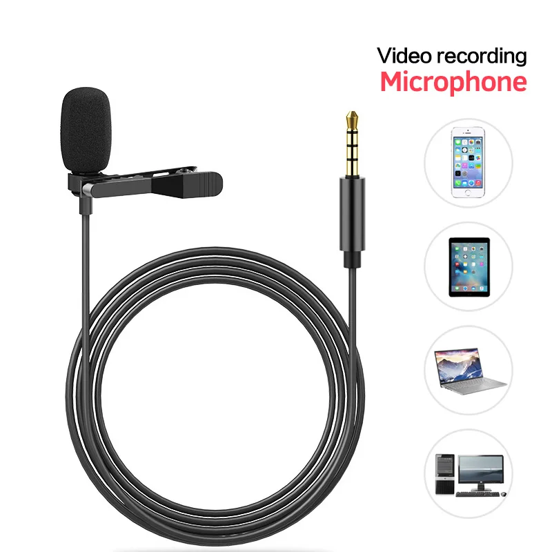 wireless mic FONKEN 3.5mm Mini Microphone With Tie Clips Collar Speaking Singing Micro Phone Live Broadcast Lecture Microphone For Smartphone wireless mic