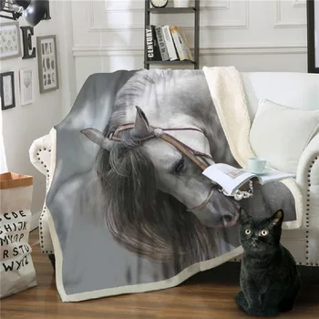 

Home Sherpa Fleece Blanket Horse Pattern Travel Bedding for Boys Girls Kids Custom 150x200cm Sherpa Fleece Warm Cozy Blanket