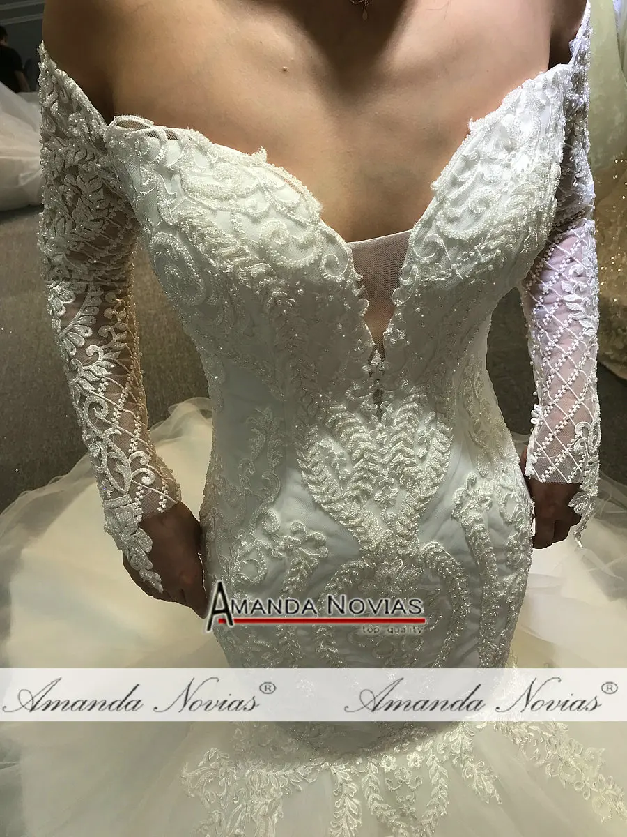 Vestido de noiva свадебное платье русалки с открытыми плечами свадебное с длинными рукавами платье