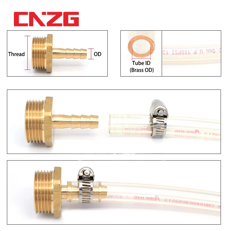 Pagoda Connector 6 8 10 12 14mm Hose Barb Connector Tail Thread 1/8 1/4 3/8 1/2 BSP Thread Brass water pipe fitting