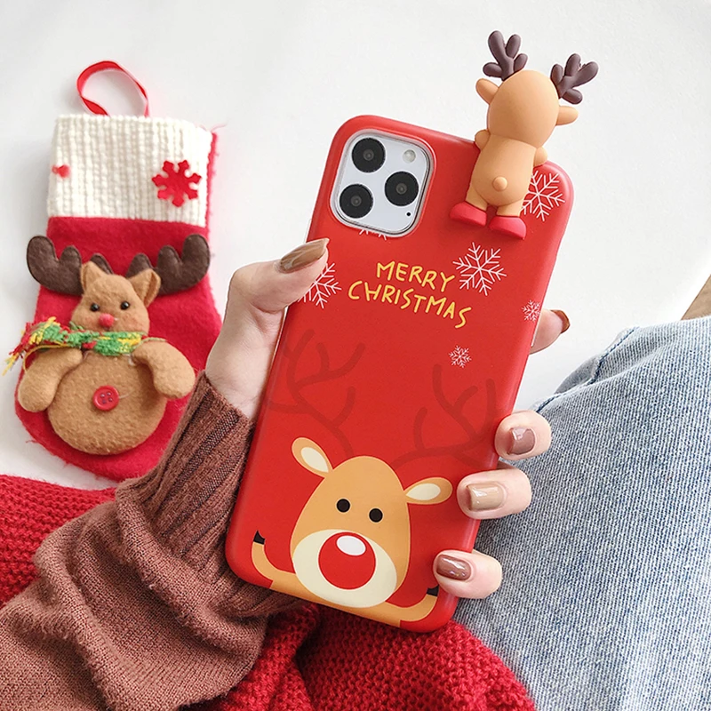Счастливого Рождества 3D Олень Медведь чехол для iPhone 11Pro XR XS 11Pro X XS Max 11 7 8 6 6S плюс прекрасный мультфильм мягкая задняя крышка подарок - Цвет: T3