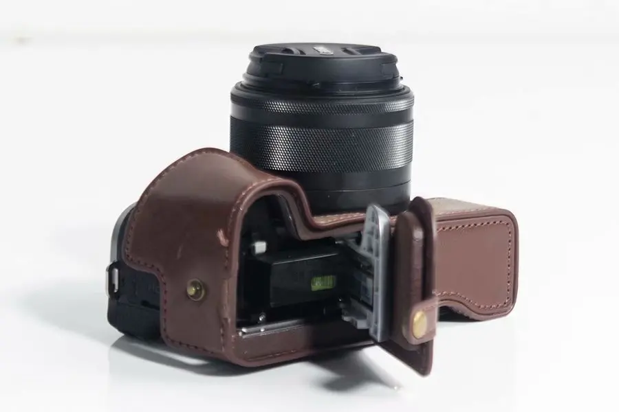 Pu Leather Case Bottom Opening Version Protective Half Body Cover Base For Canon EOSM6 EOSM6II M6 M6II Digital Camera