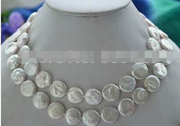 01447 32" 15mm white coin freshwater cultured pearl necklace