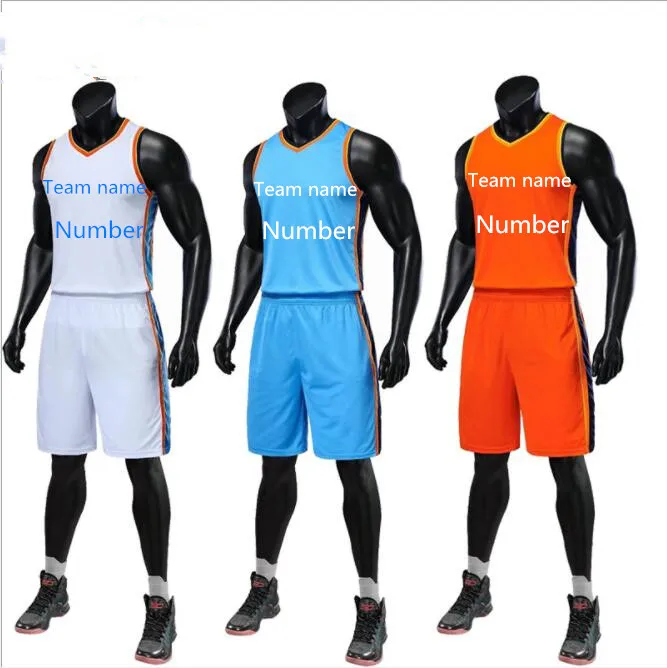 

New season new basketball uniform adult and child size single back pocket custom name and number training game jersey thunder