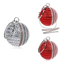 Женские свадебные сумки, круглые с ручкой, на цепочке, сумки через плечо, бриллианты, маленькие клатчи, вечерние круглые стразы, вечерняя сумочка