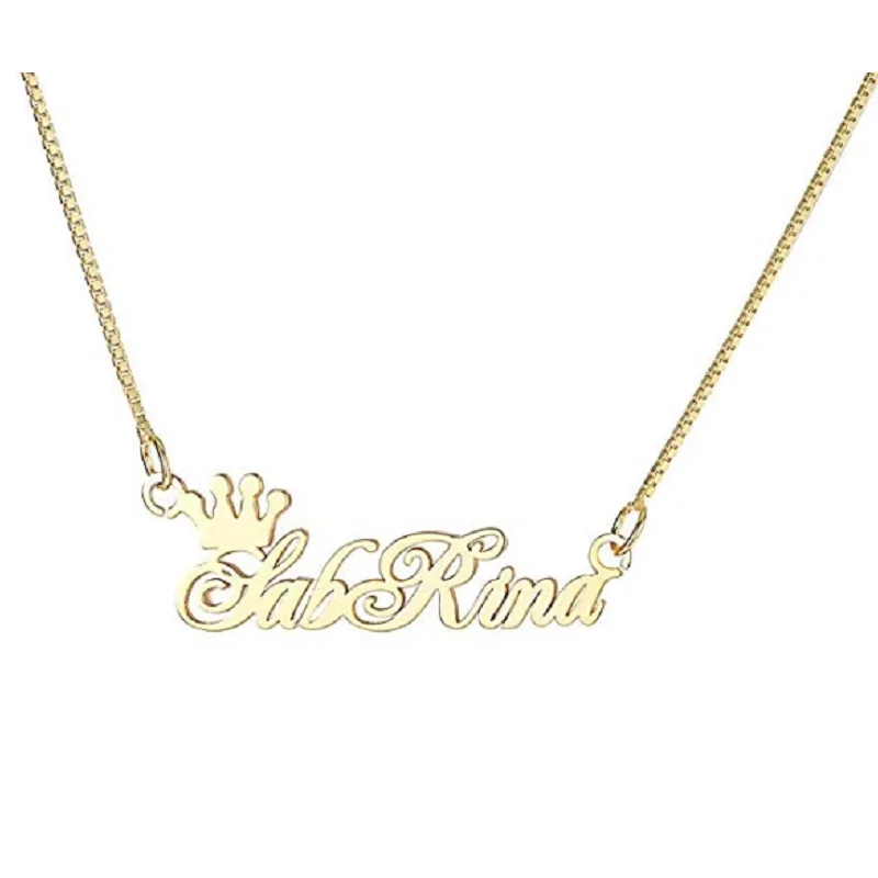 

Customized Crown Name Necklace For Women Personalized Cursive Font Nameplate Pendant Jewelry Birthday Gifts