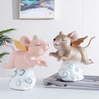 

Cute Mouse Art Sculpture Creative Mouse Figurine Animal Statue Resin Crafts European Home Decoration Birthday Gift R5054