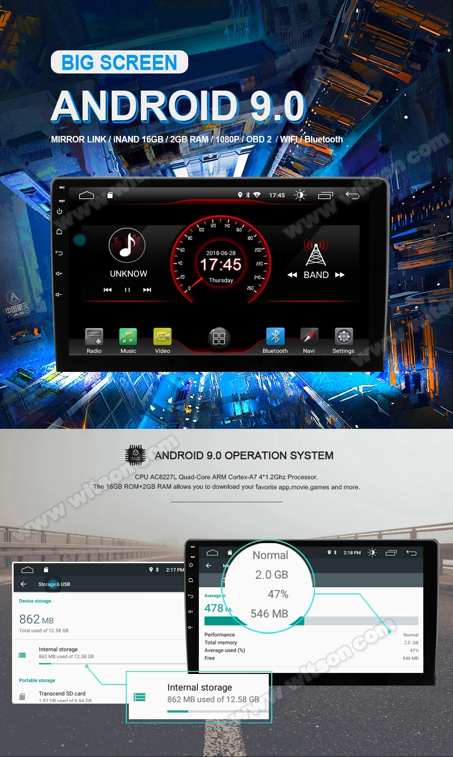 Cheap WITSON 9"FULL HD TOUCH SCREEN Android 9.0 Car GPS Multimedia Navigation for Volkswagen 2013-2015 Tiguan player RDS 5
