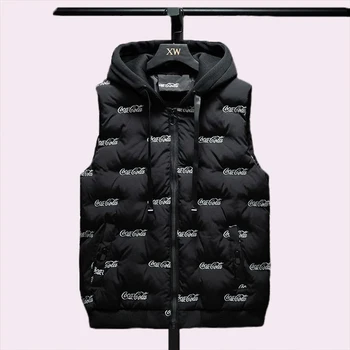 

4XL Plus Size 2020 Spring And Autumn Youth Cotton Vest men Vests Thickened Hooded Student Cotton Vest