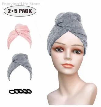 

Shower Caps Hair Drying Towels Hair Towel Wraps Quick Dry Hair Cap Hat Absorbent Soft Wet Long Curly Thick Hair with Hair Bands