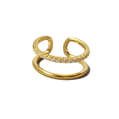 

Brass With 18 K Gold Geo Zircon Rings Women Jewelry Punk T Show Runway Designer Club Cocktail Party Japan Korea Fashion