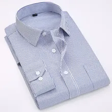 Новая мода, мужская полосатая рубашка с длинным рукавом, формальная Базовая деловая Классическая Повседневная одежда, повседневная Рабочая Рубашка