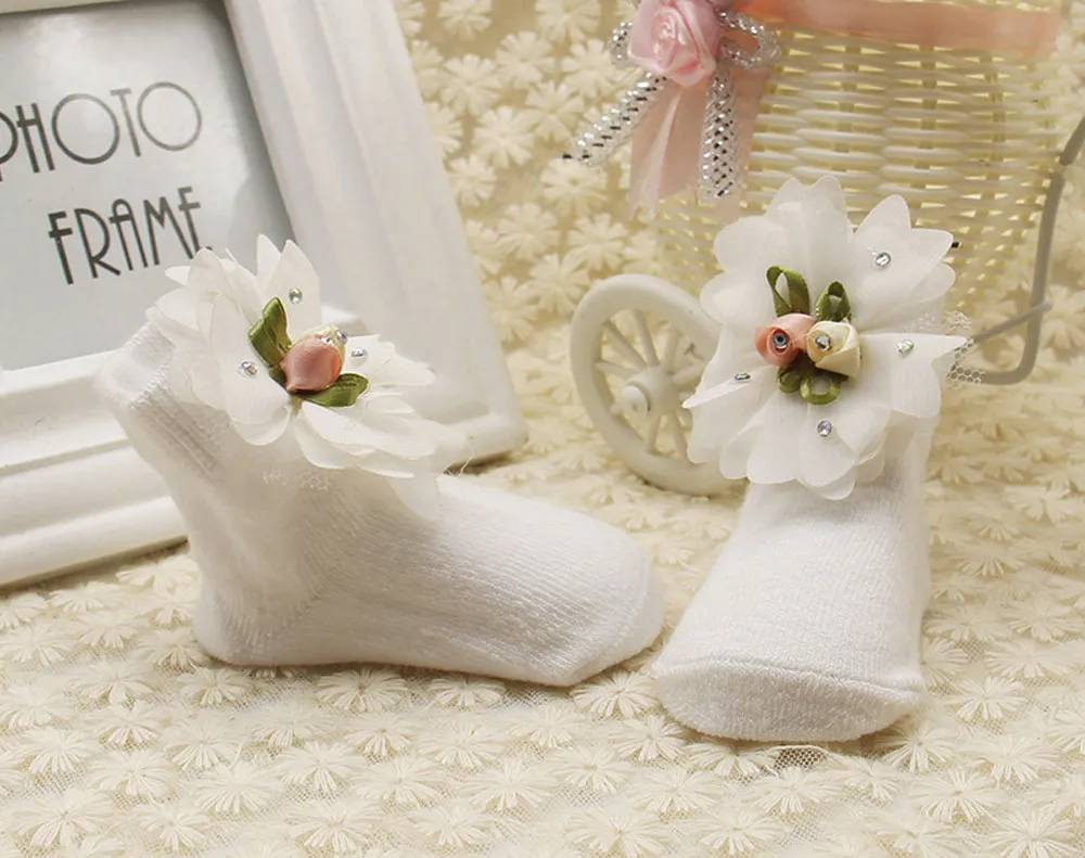 Носки для малышей новинка, Детские удобные хлопковые носки с цветочным рисунком для девочек Теплые носки до лодыжки зимние носки для малышей