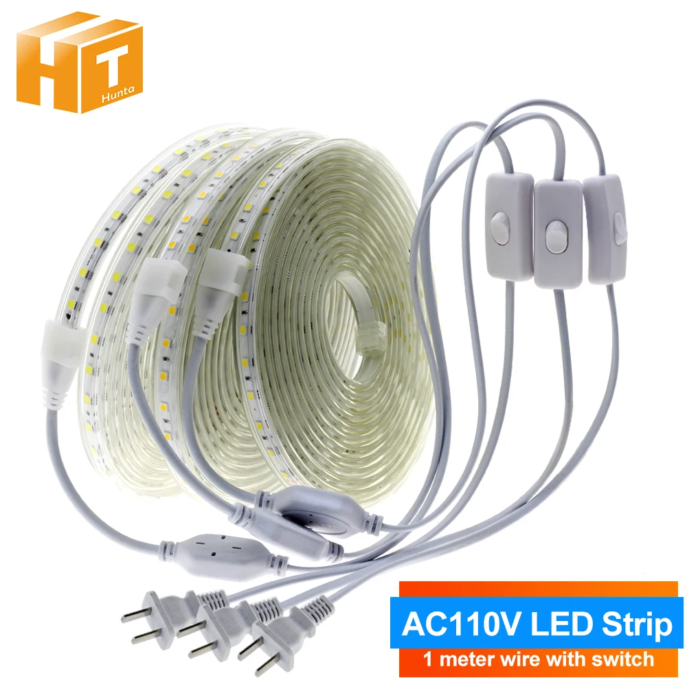 cheap 110V LED Strip 5050 High Safety High Brightness 8W m 3000K 4000K 5000K Flexible LED Light Outdoor Waterproof LED Strip Light.