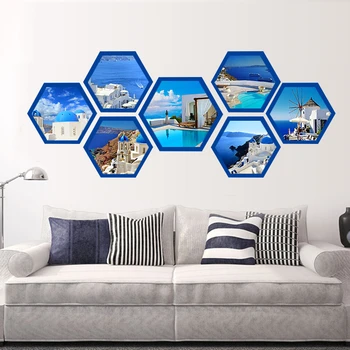 

Hexagon Solid Wooden Photo Frame Creative DIY Combination Wall Decor Picture Frame Wall Mounted Photo Frame Art Ornament Gift