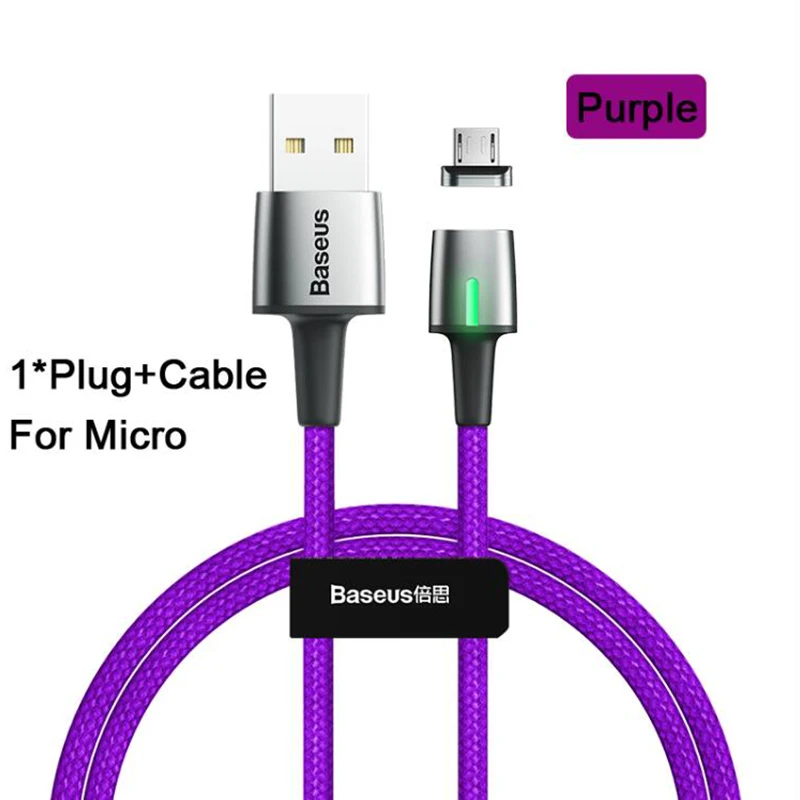 Baseus Магнитный usb type-C кабель для iPhone samsung кабель для быстрой зарядки Micro USB кабель для xiaomi redmi note huawei - Цвет: Purple for Micro