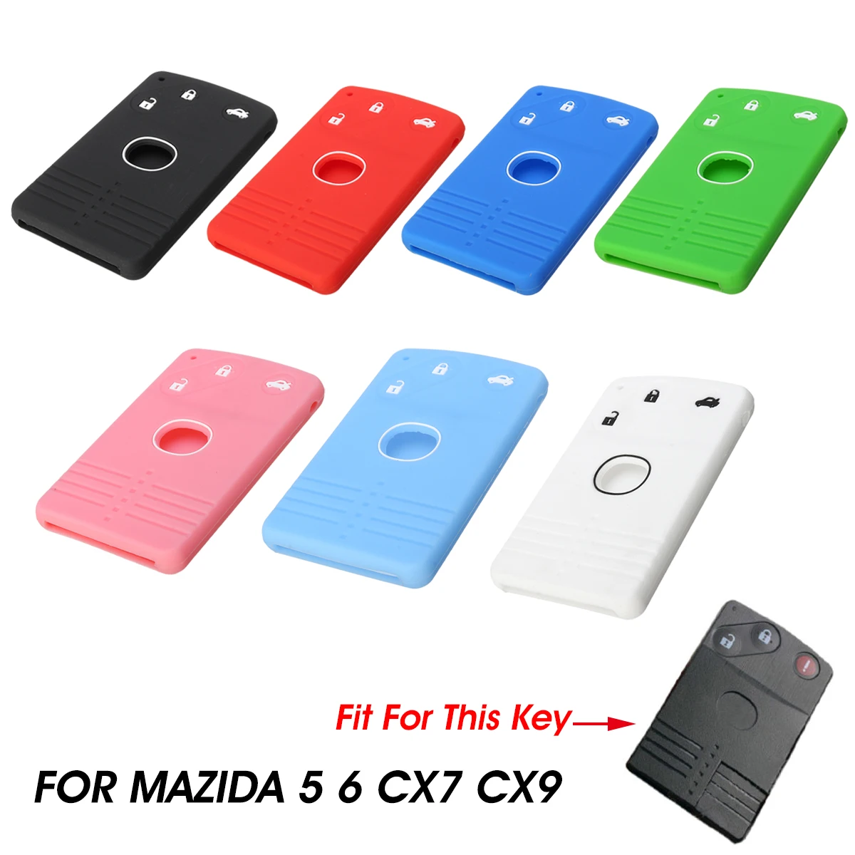 Black and Blue Silicone Key Fob Case Key Cover fit for Mazda 3 6 SMART Key 