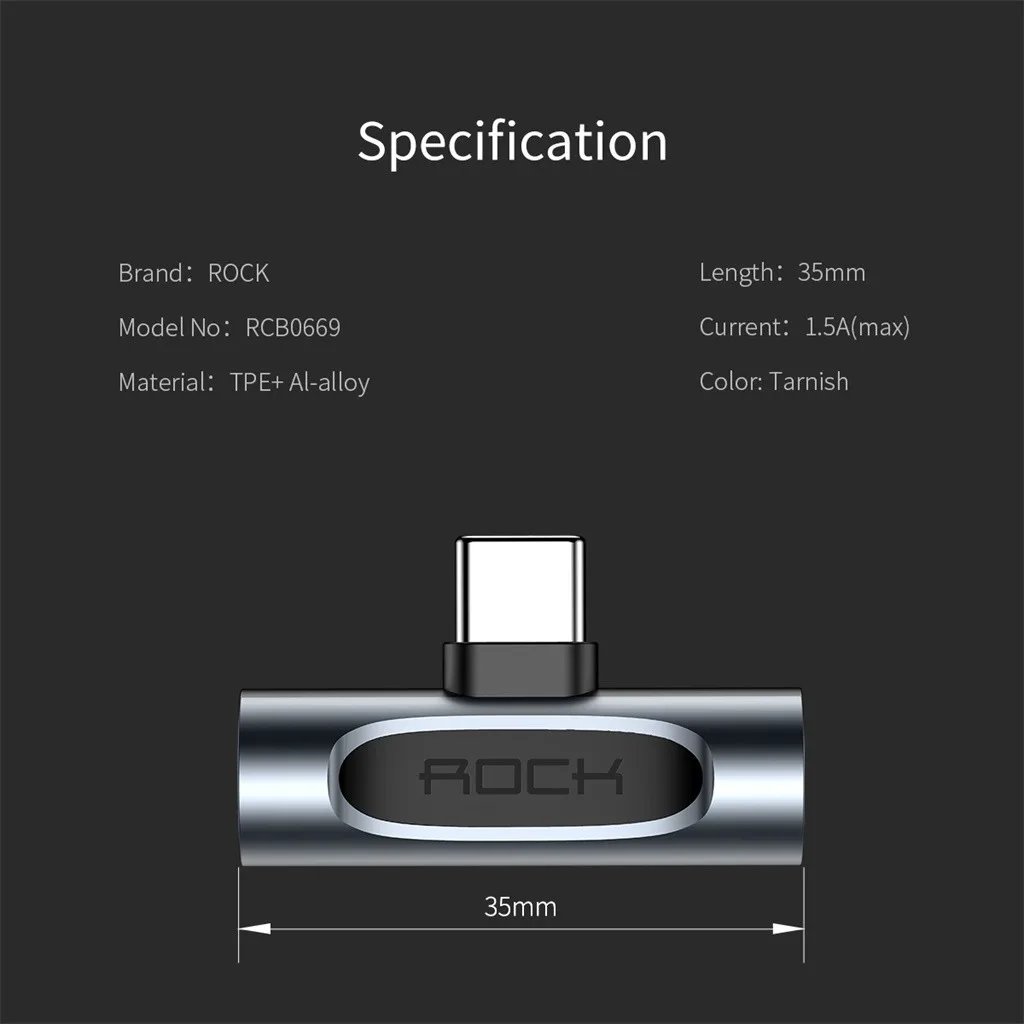 Rock USB C Aux адаптер type C к type-c и 3,5 мм аудио кабель Разъем для наушников штекер к женскому USB-C зарядки для huawei Macbook 19Ot