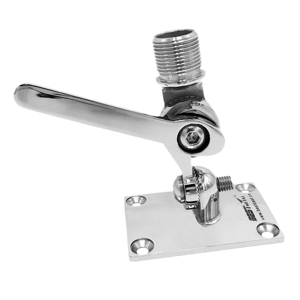 Heavy Duty 316 Stainless Steel Adjustable VHF Antenna Base Ratchet Mount for Boat Marine